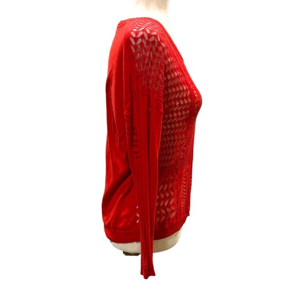 Sandro Paris Red Crochet Lace Sweater - 1 - Small - Picture 5 of 11